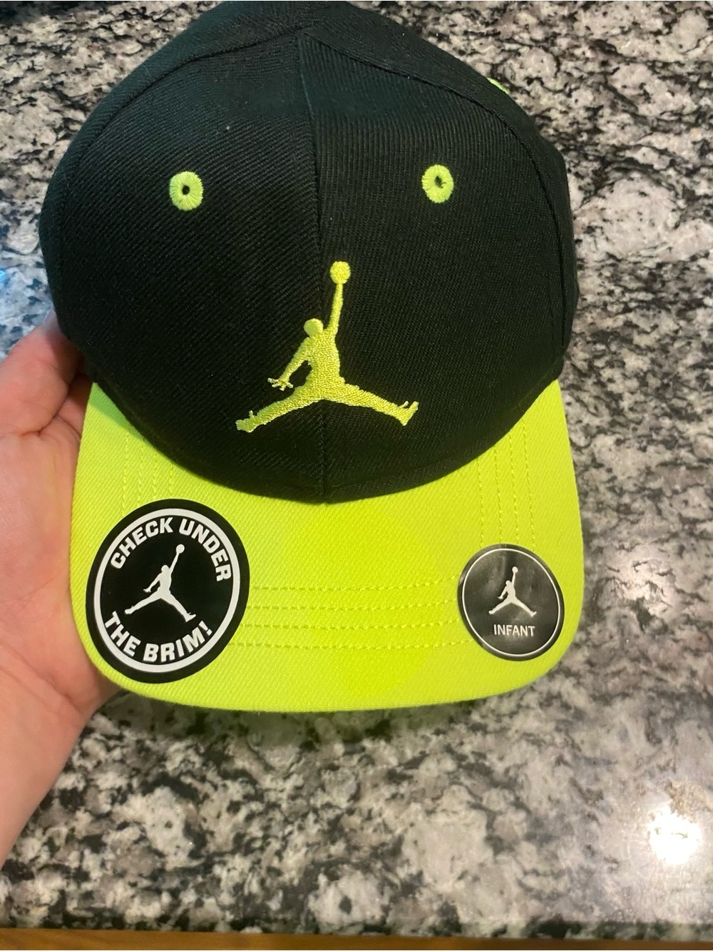 Air Jordan True Jumpman Snapback Hat Lime Green and Black Youth